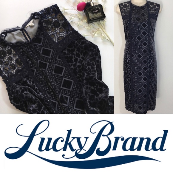 Lucky Brand Dresses & Skirts - Lucky Brand Blue Velvet and Sequin Sheath Dress